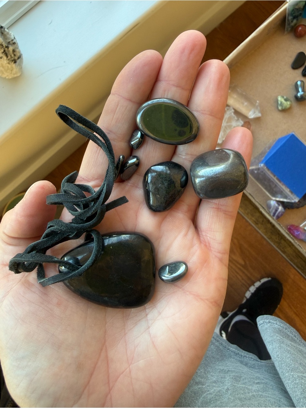 Set of hematite crystal pieces
